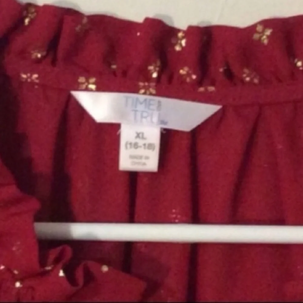 TIME AND TRU Red And Gold FOIL Peasant Blouse Size XL - Picture 5 of 11